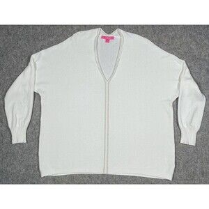 Lilly Pulitzer Morgen V-neck Sweater White w/Gold Stitching Large Style 006501